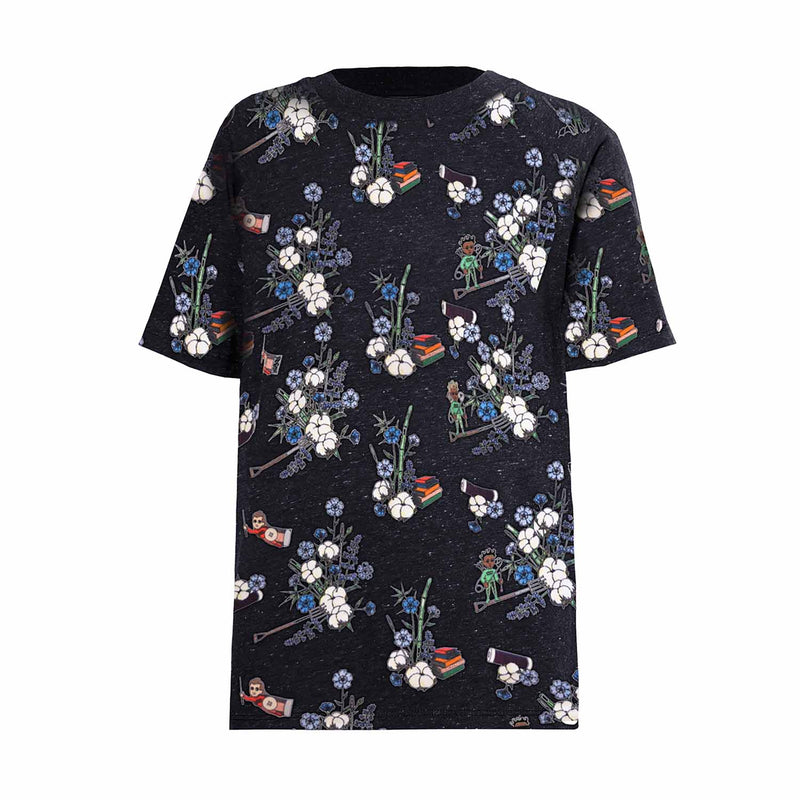 Schwarzes Blumen-T-Shirt für Jungen und Mädchen