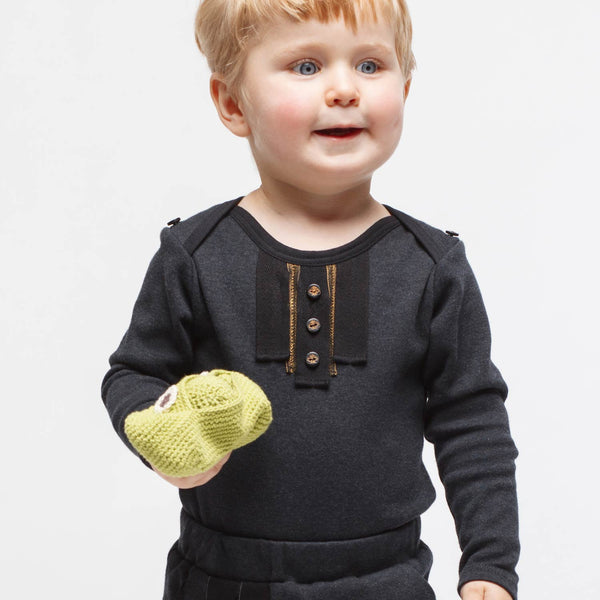 Black Onesie with Golden Trim