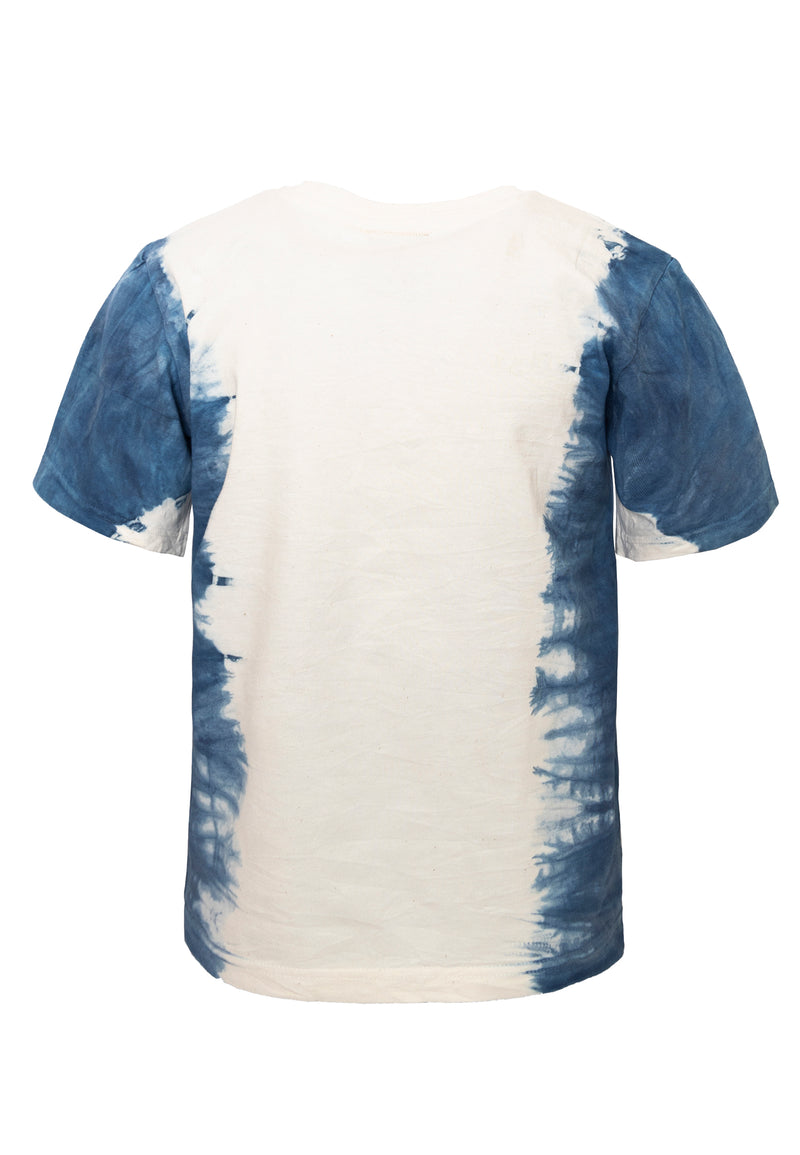 Artisanal Girls and Boys T-Shirt naturally dyed Indigo with Hand Print