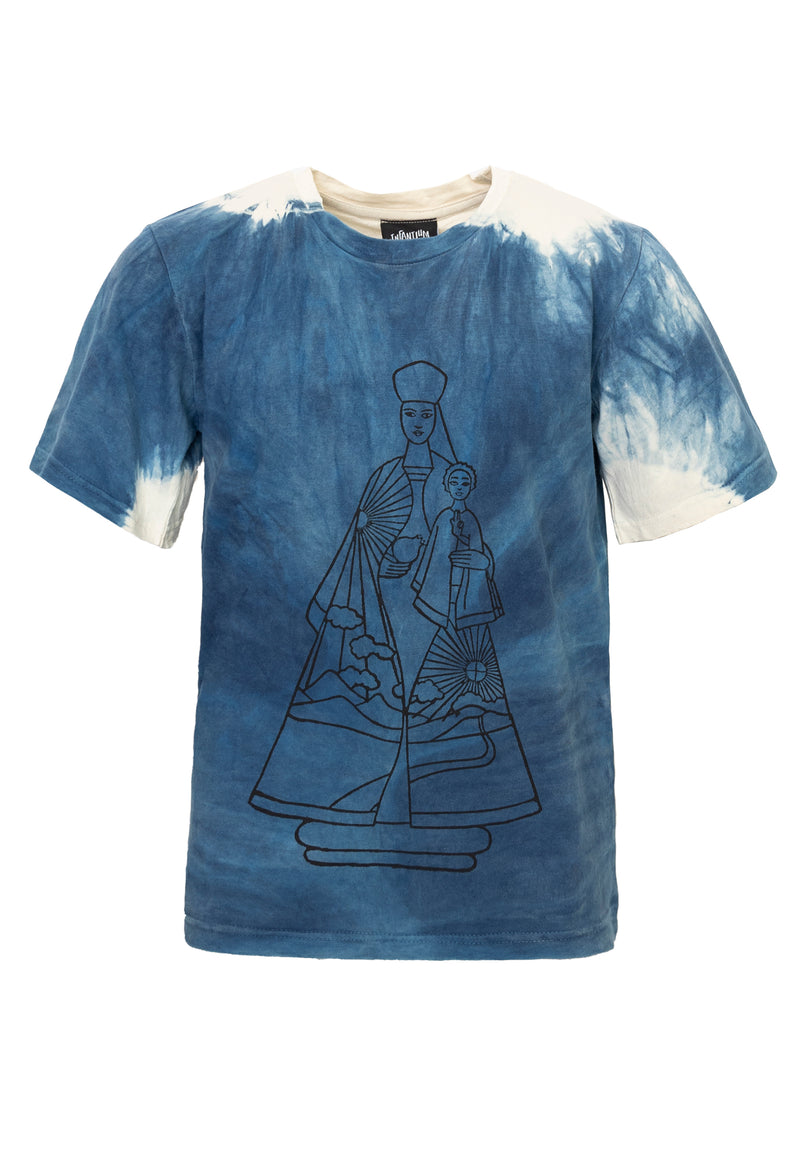 Artisanal Girls and Boys T-Shirt naturally dyed Indigo with Hand Print