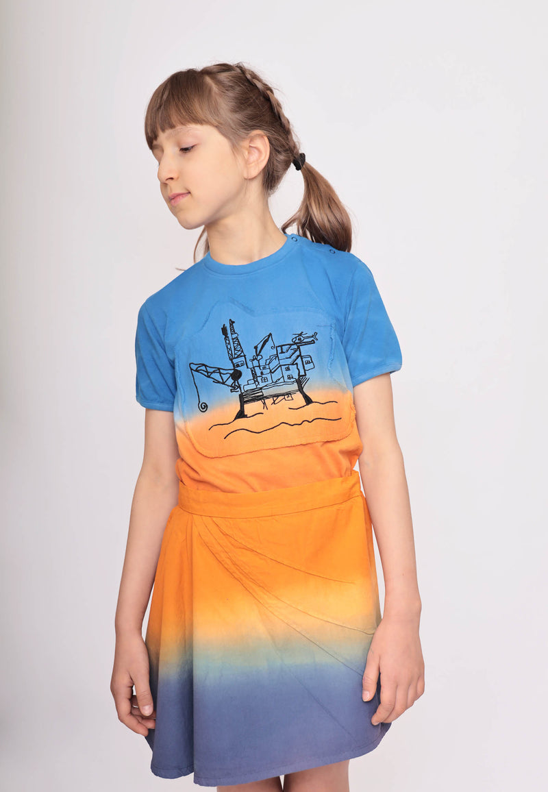 Dip Dye Kinder T-Shirt mit Applikation