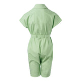 Boys and Girls Green Cotton Jumpsuit