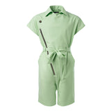 Boys and Girls Green Cotton Jumpsuit