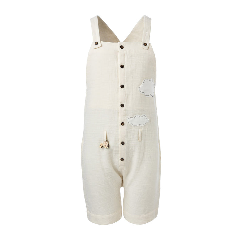 Kids' Cotton Farmer Dungaree in Off-white