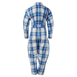 Blue and White Tartan Boiler Suit