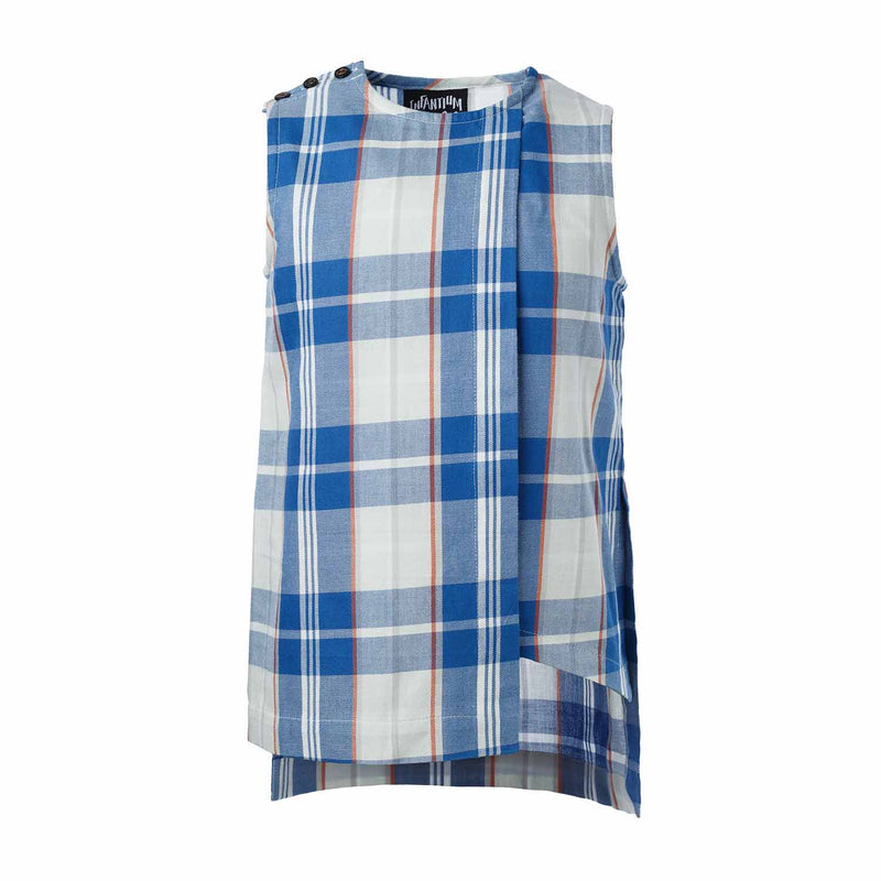 Blue and White Tartan Top For Boys and Girls