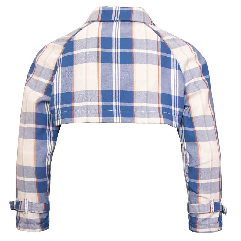 Bolero-Jacke in blau-weißem Tartan