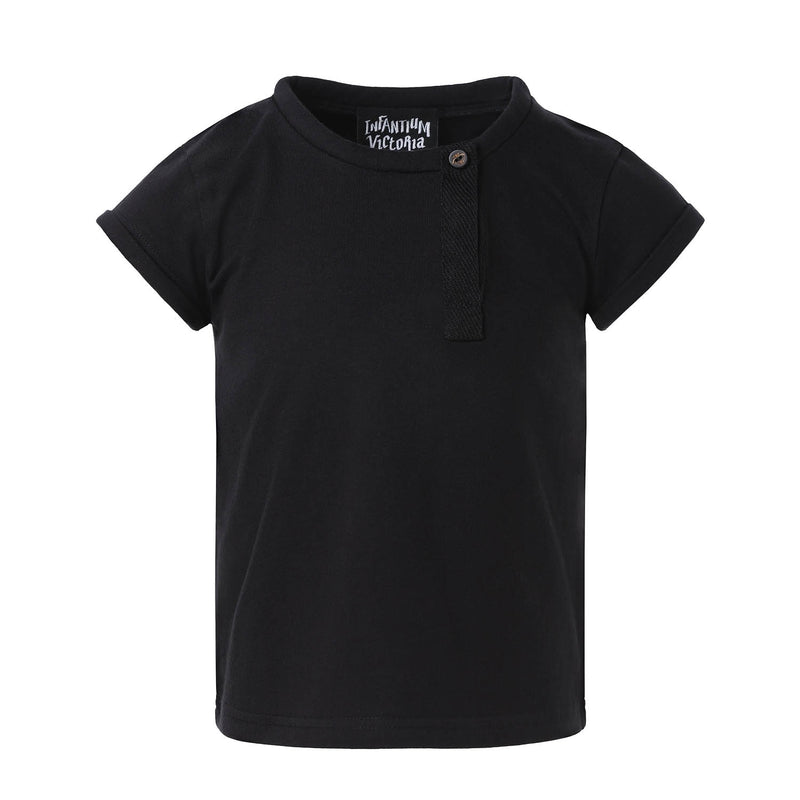 Black T-Shirt with Roll Collar