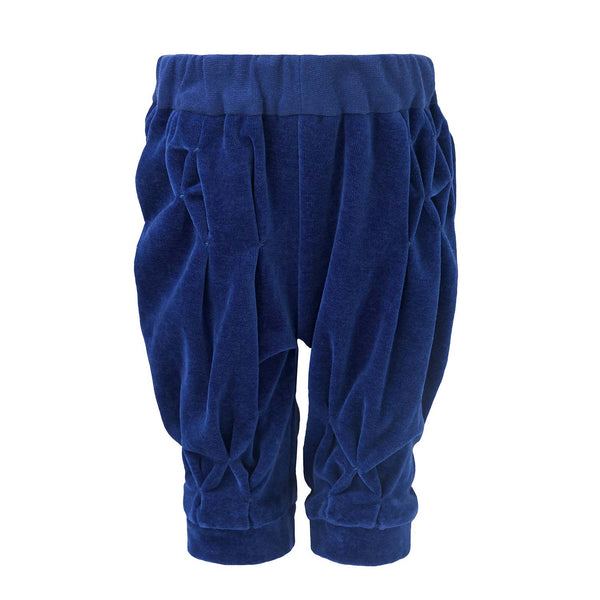 Blue Velvet Baby Pants with Hand Smock