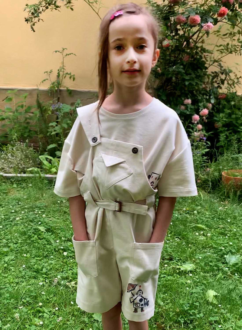 Kids Hand-painted Off-White Overall