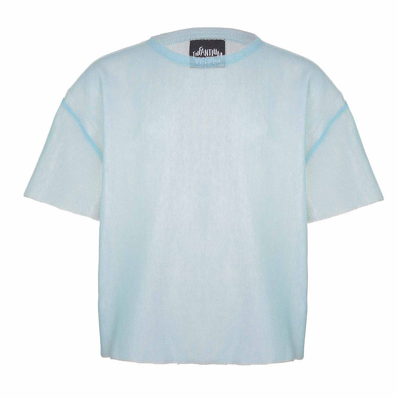 Transparentes Oversize-T-Shirt für Kinder in Blau 