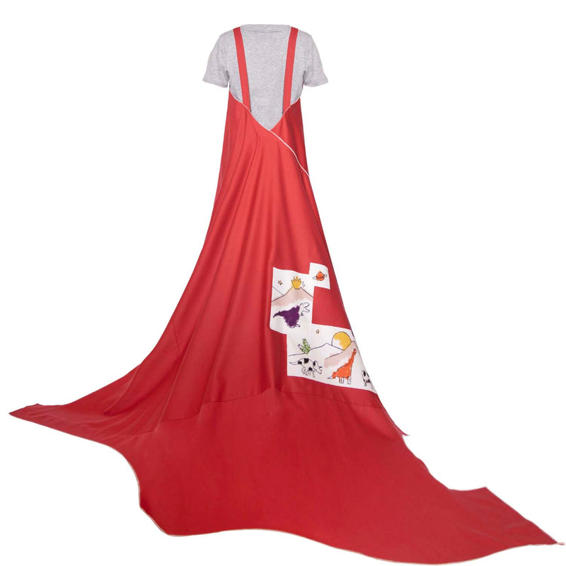 Rotes Zero-Waste-Kleid 